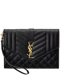 Saint Laurent Saint Laurent Monogram Leather Clutch
