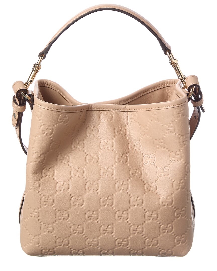 Gucci Gg Emblem Small Leather Bucket Bag