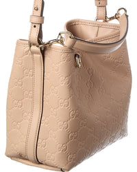 Gucci Gg Emblem Small Leather Bucket Bag