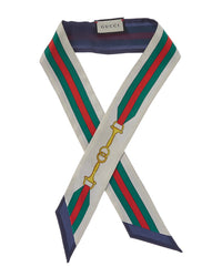 Gucci Interlocking G Horsebit Print Silk Neck Bow