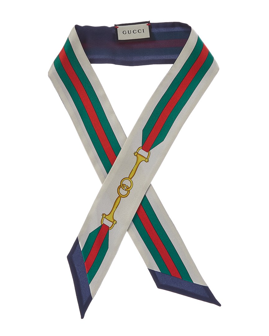 Gucci Interlocking G Horsebit Print Silk Neck Bow