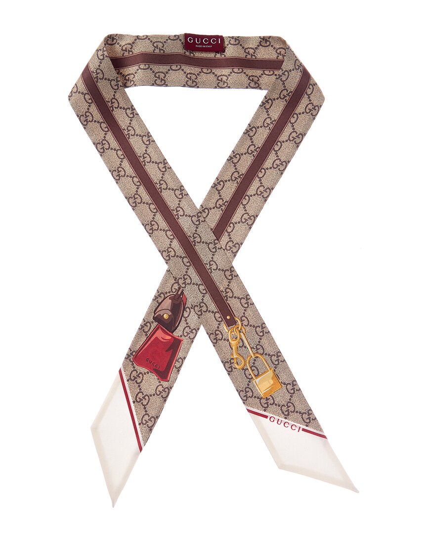 Gucci Gucci Printed Silk Twill Ribbon Scarf