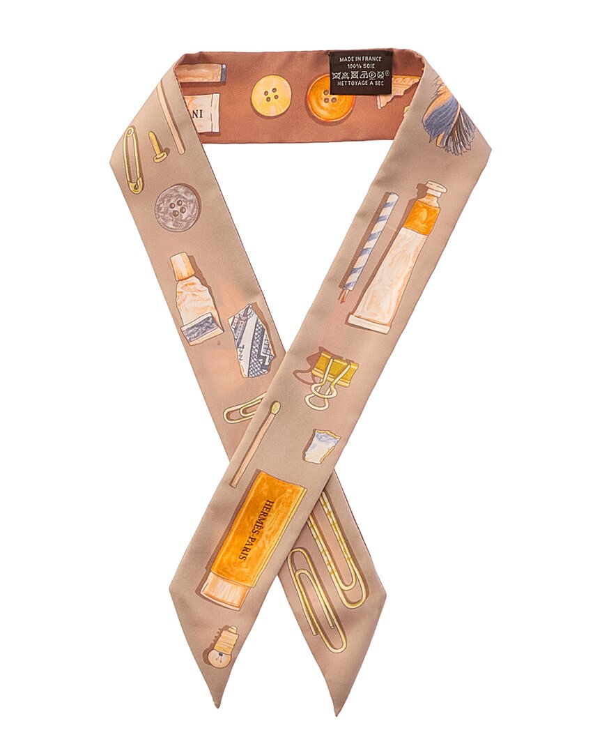 Hermès Beige Orange Sable Not Selected Cotton Silk In The Pocket Twilly