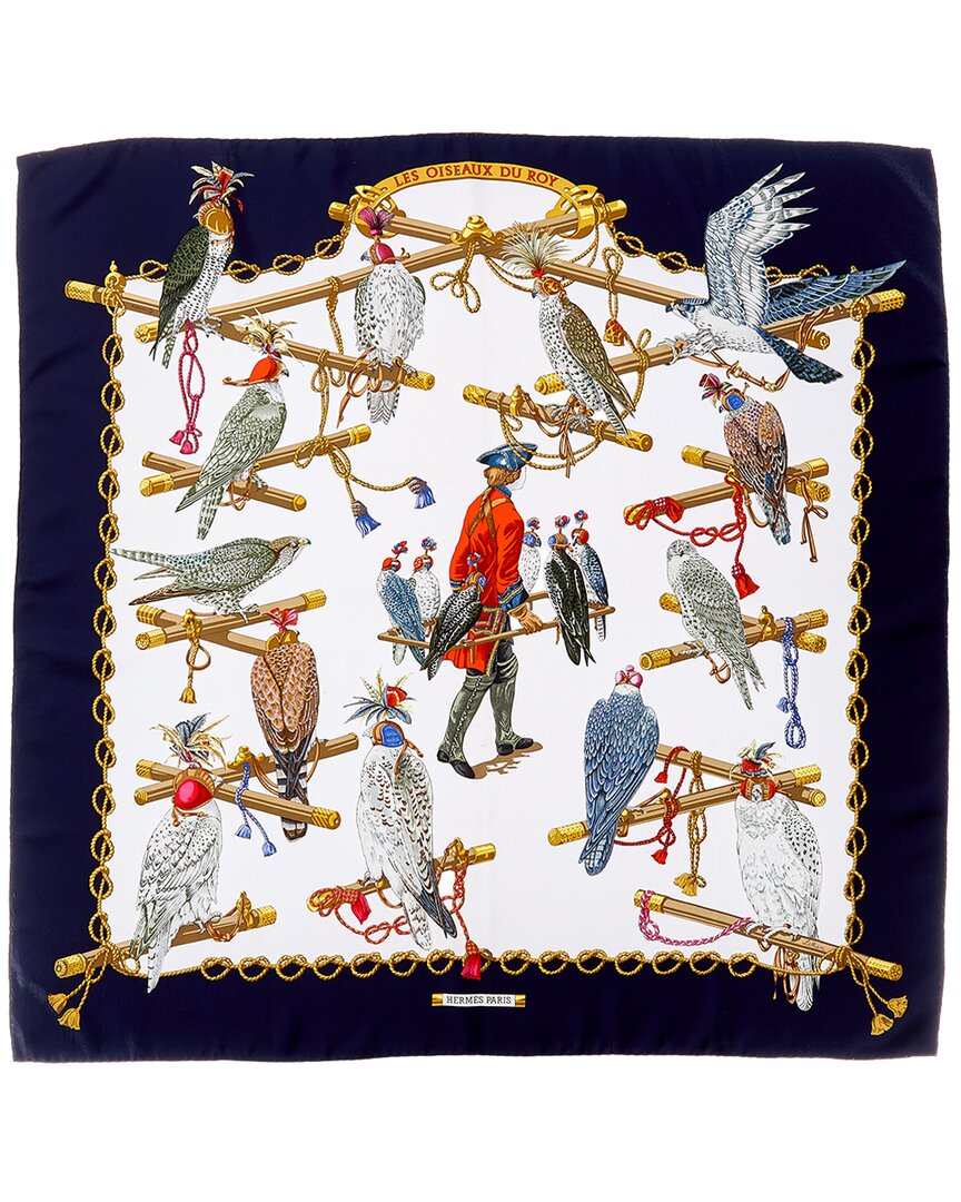 Hermès Multicolor Silk Les Oiseaux Du Roy Scarf 90 (Authentic Pre-Loved)