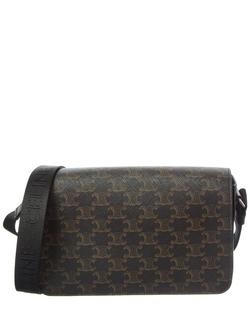 Celine Logo Leather Messenger Bag