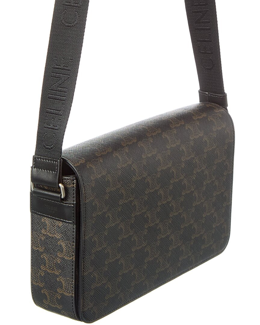 Celine Logo Leather Messenger Bag