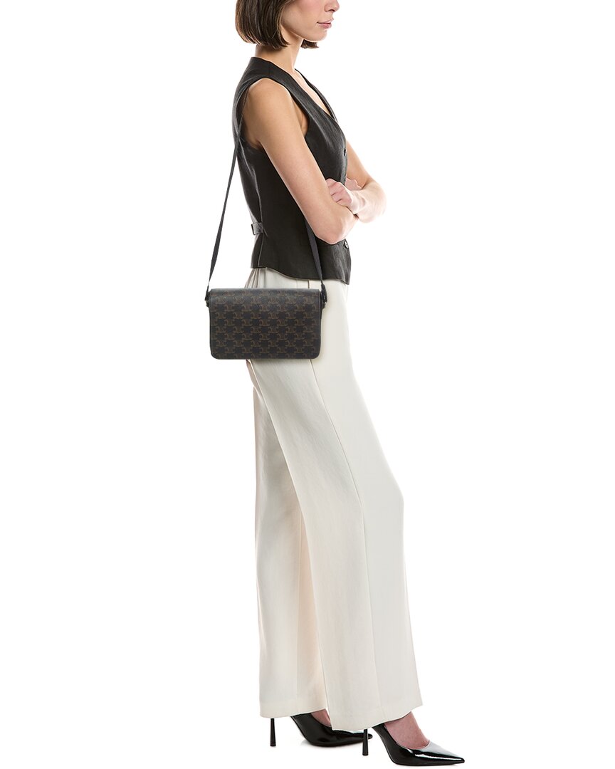 Celine Logo Leather Messenger Bag