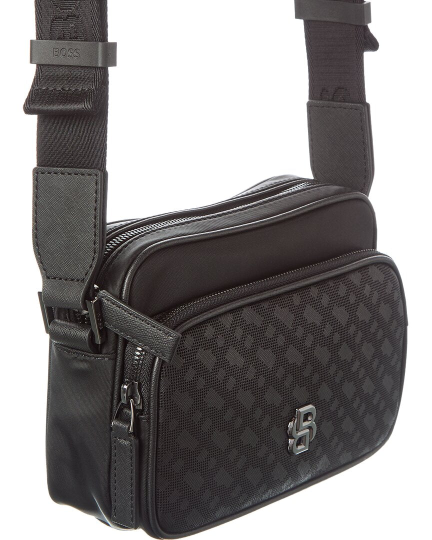 Hugo Boss B Icon Mp Ew Zip Leather & Canvas Crossbody