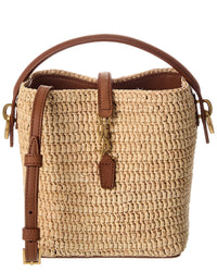 Saint Laurent Le 37 Mini Raffia & Leather Bucket Bag