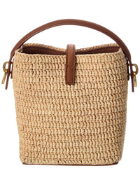 Saint Laurent Le 37 Mini Raffia & Leather Bucket Bag