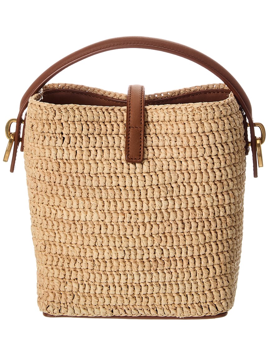 Saint Laurent Le 37 Mini Raffia & Leather Bucket Bag