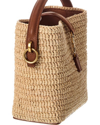 Saint Laurent Le 37 Mini Raffia & Leather Bucket Bag