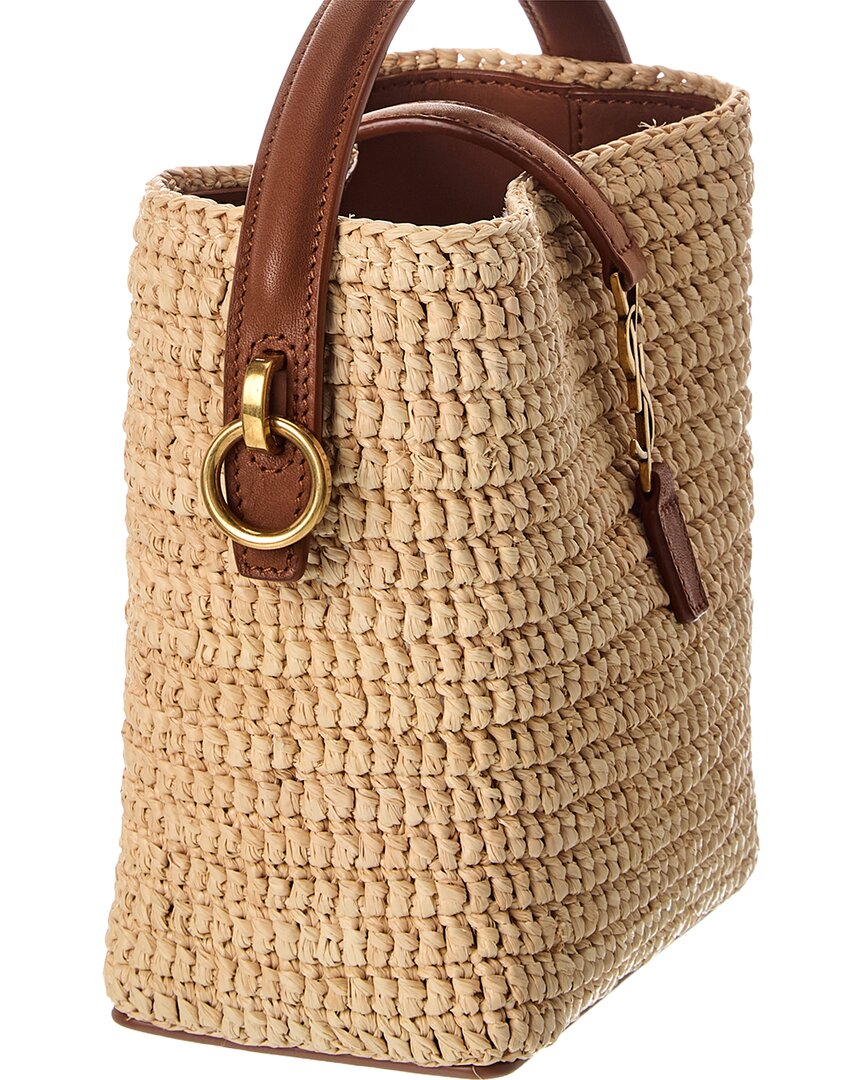 Saint Laurent Le 37 Mini Raffia & Leather Bucket Bag