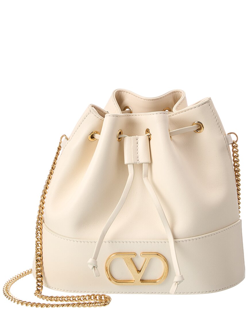 Valentino Valentino Vlogo Leather Bucket Bag