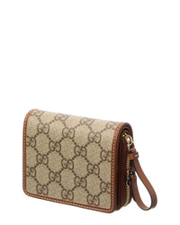 Gucci Gucci Emblem Mini Gg Supreme Canvas & Leather Zip Around Wallet