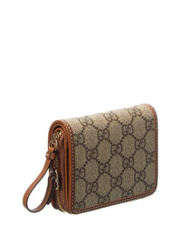 Gucci Gucci Emblem Mini Gg Supreme Canvas & Leather Zip Around Wallet