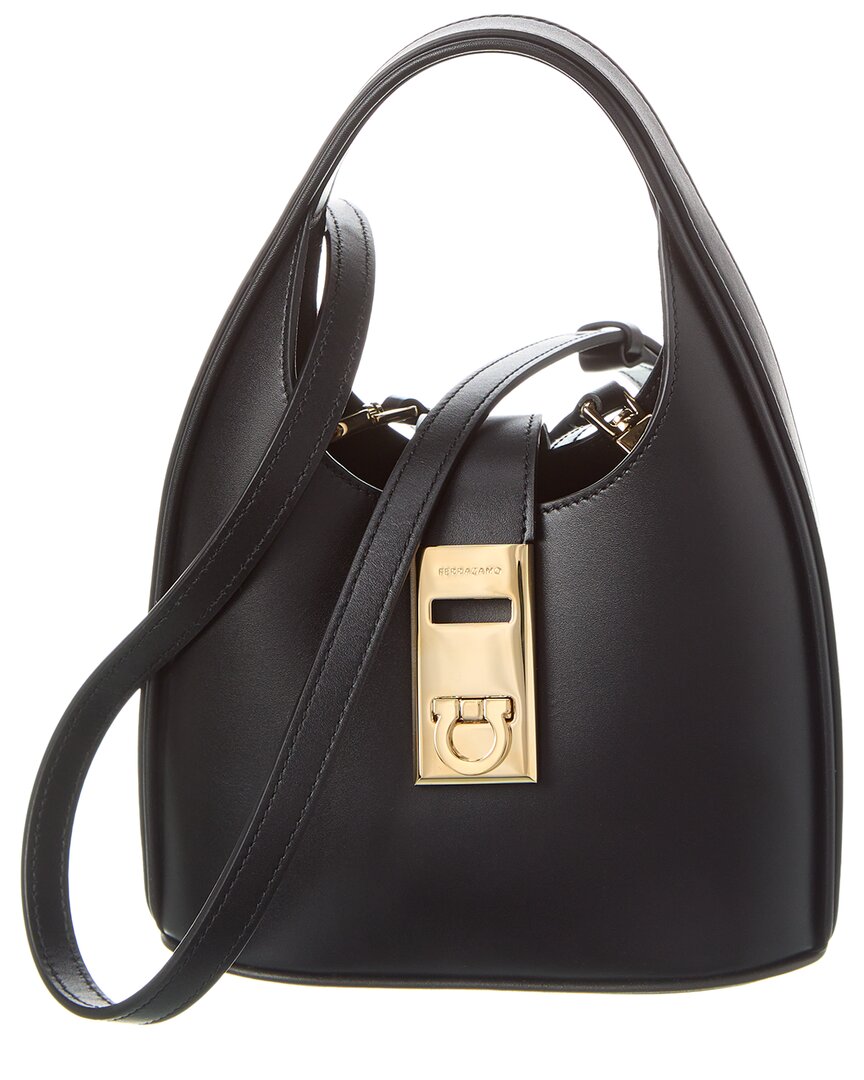 Ferragamo Gancini Buckle Leather Hobo Bag