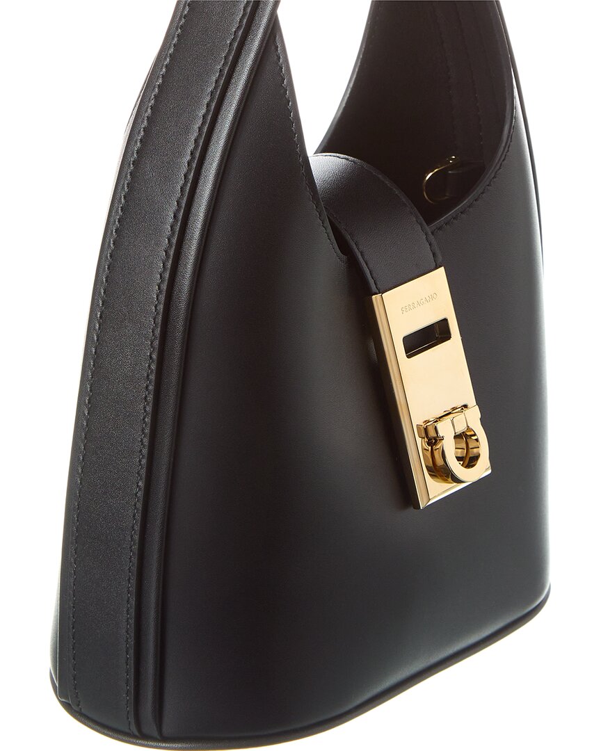 Ferragamo Gancini Buckle Leather Hobo Bag