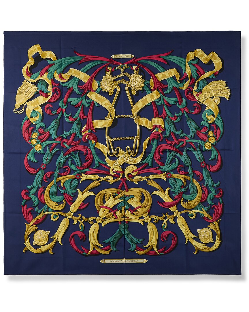 Pre-Owned Hermès Le Mors À La Connetable By Henri D' Origny Mm Printed Silk Scarf