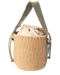 Chloé Chloé Woody Small Raffia & Canvas Bucket Bag