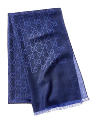 Gucci Logo Small Jacquard Wool & Silk-Blend Scarf