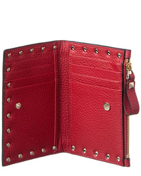 Valentino Valentino Rockstud Leather & Haircalf Card Case