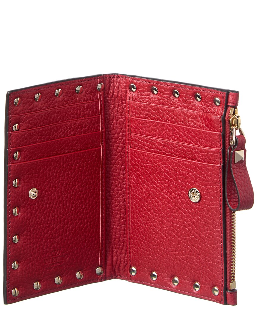 Valentino Valentino Rockstud Leather & Haircalf Card Case
