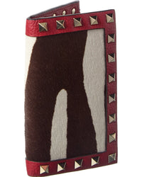 Valentino Valentino Rockstud Leather & Haircalf Card Case