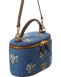 Valentino Valentino Rockstud Denim & Leather Cosmetic Case