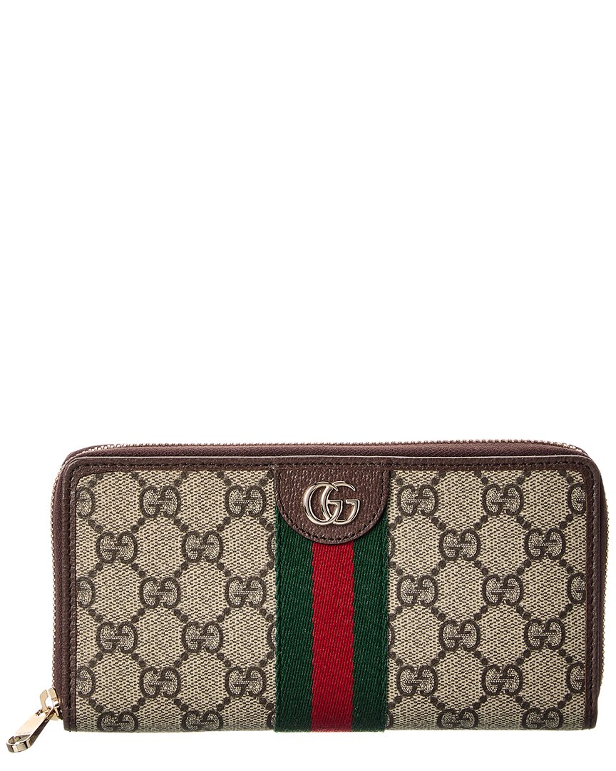 Gucci Gucci Ophidia Gg Supreme Canvas & Leather Zip Around Wallet