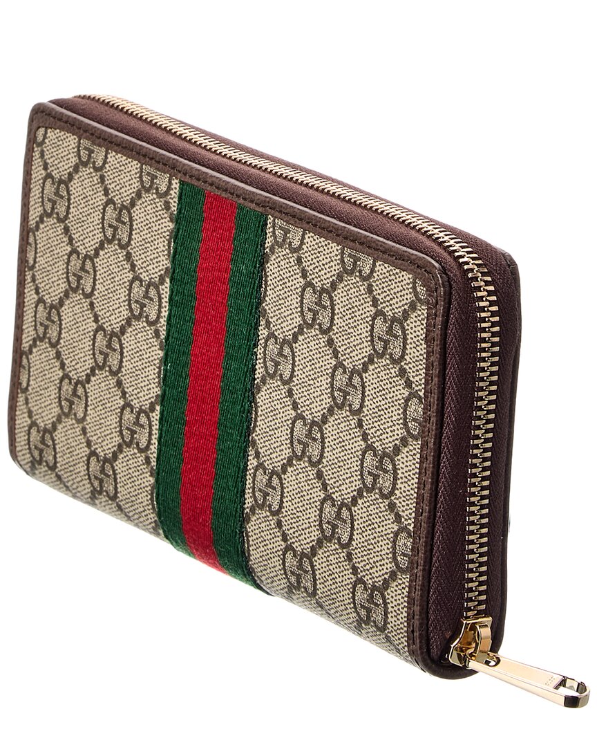 Gucci Gucci Ophidia Gg Supreme Canvas & Leather Zip Around Wallet
