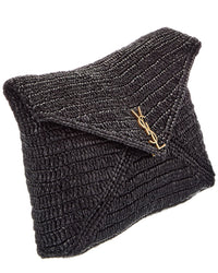 Saint Laurent Ysl Large Raffia Pouch