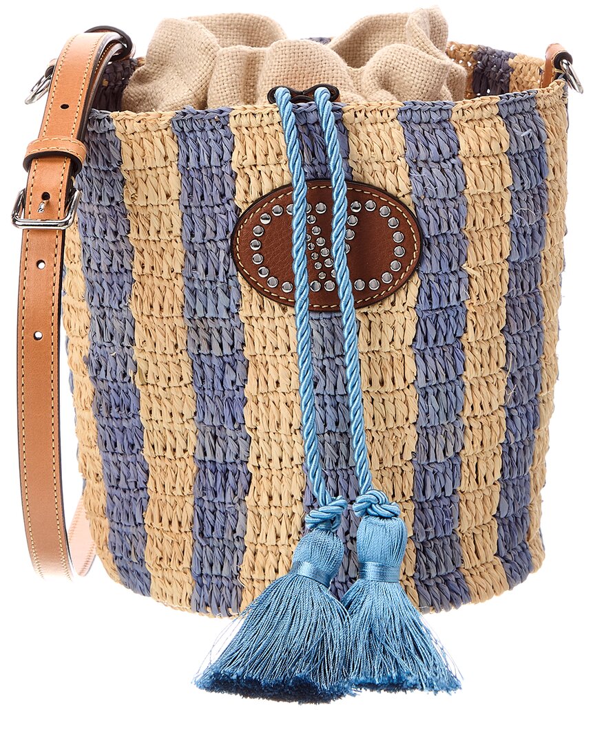 Valentino Valentino Vlogo Signature Small Raffia Bucket Bag