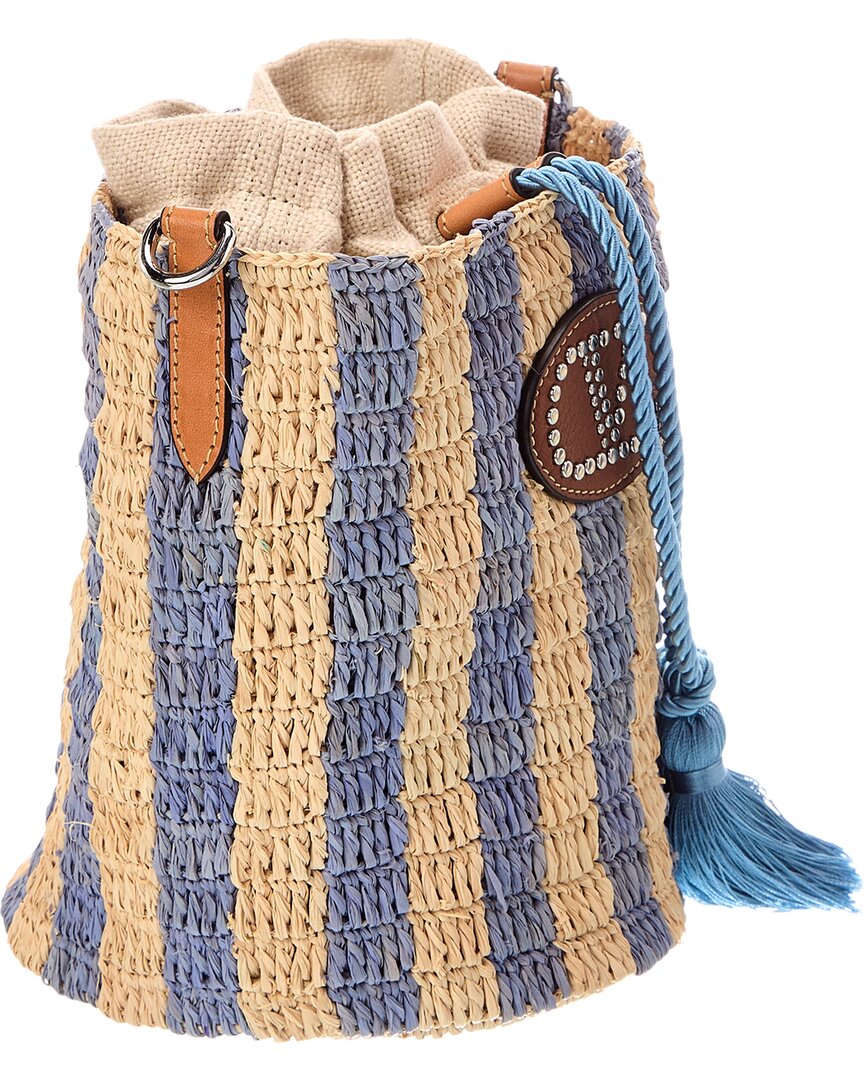 Valentino Valentino Vlogo Signature Small Raffia Bucket Bag