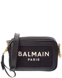 Balmain Balmain Logo Leather & Canvas Crossbody