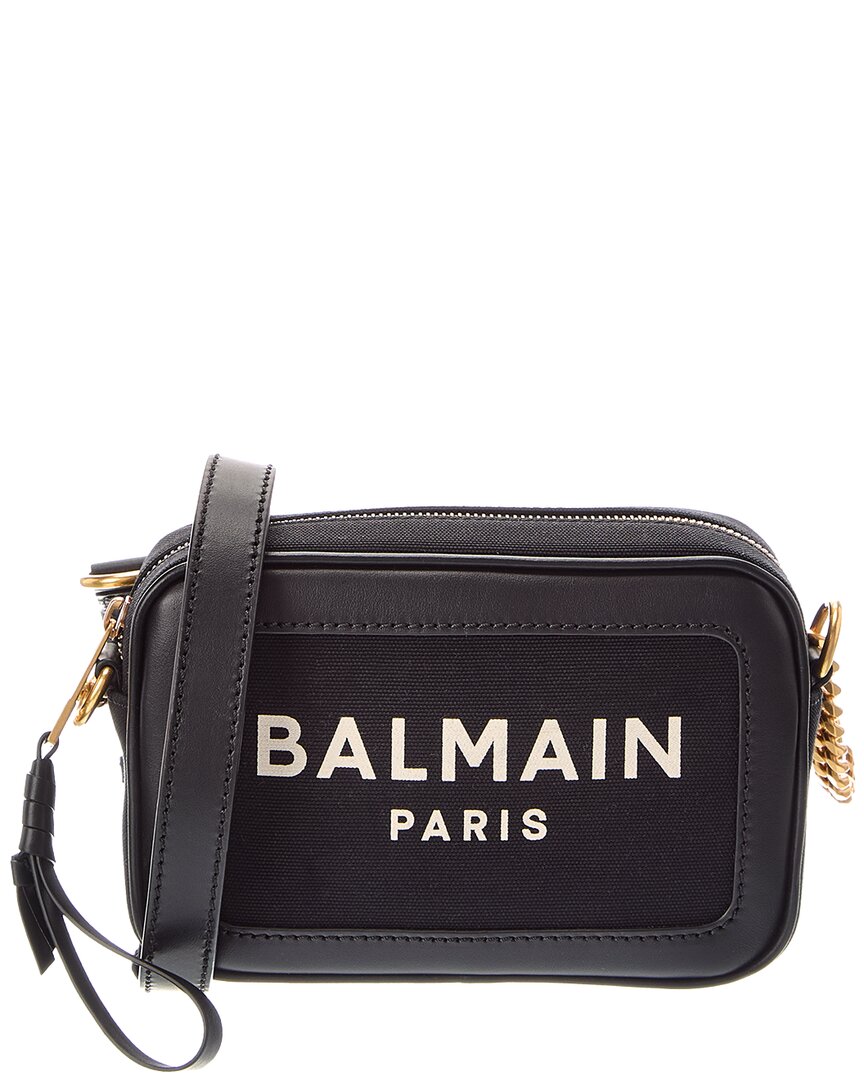 Balmain Balmain Logo Leather & Canvas Crossbody