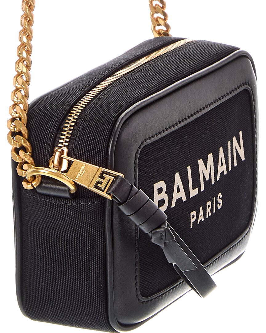 Balmain Balmain Logo Leather & Canvas Crossbody