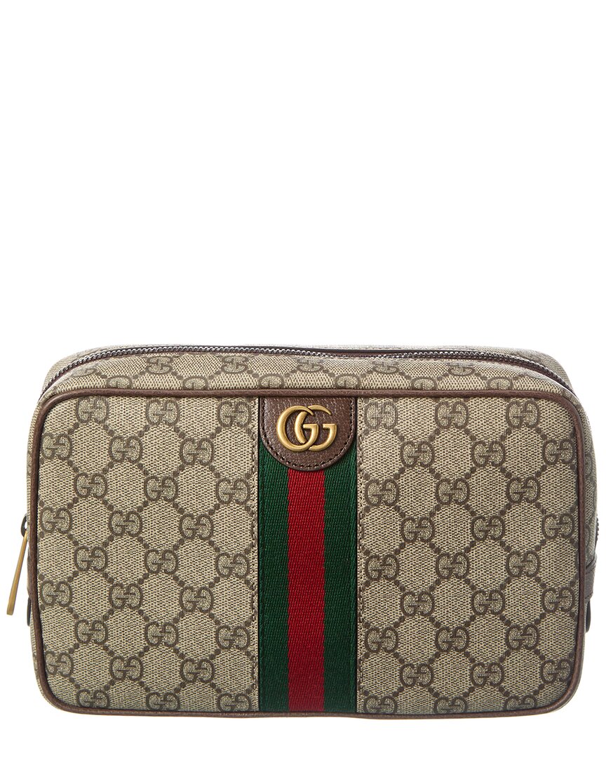 Gucci Gucci Gg Savoy Medium Gg Supreme Canvas & Leather Toiletry Case
