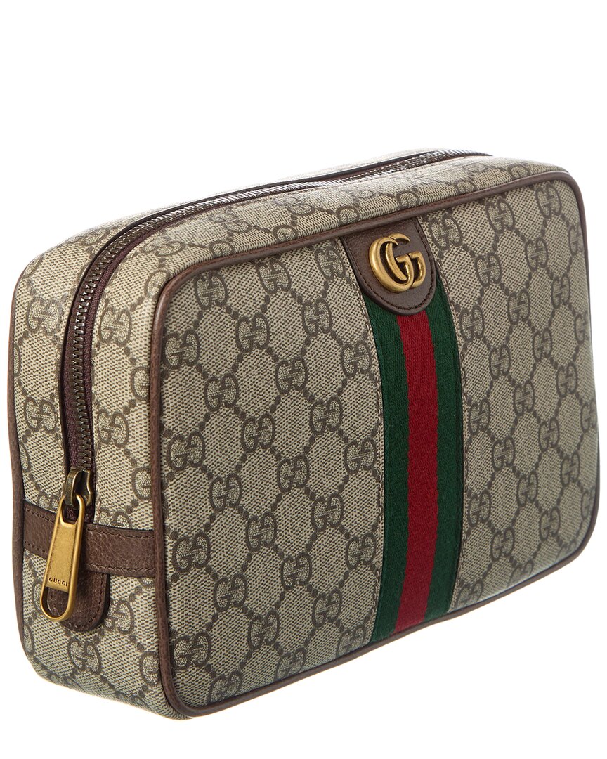 Gucci Gucci Gg Savoy Medium Gg Supreme Canvas & Leather Toiletry Case