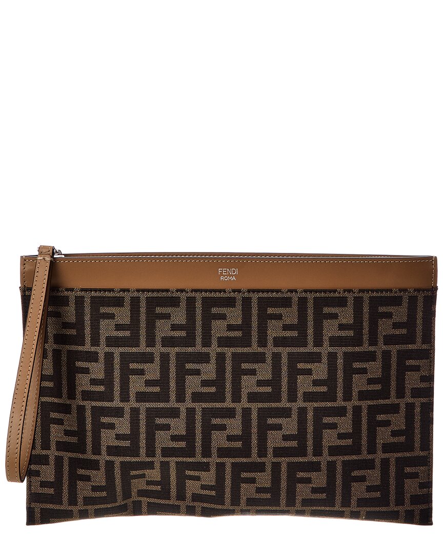 FENDI Fendi Leather & Canvas Clutch