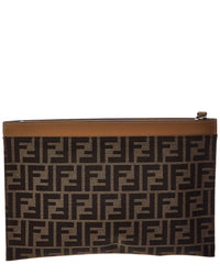 FENDI Fendi Leather & Canvas Clutch