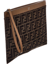 FENDI Fendi Leather & Canvas Clutch