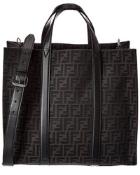 FENDI Fendi Ff Jacquard Leather-Trim Tote