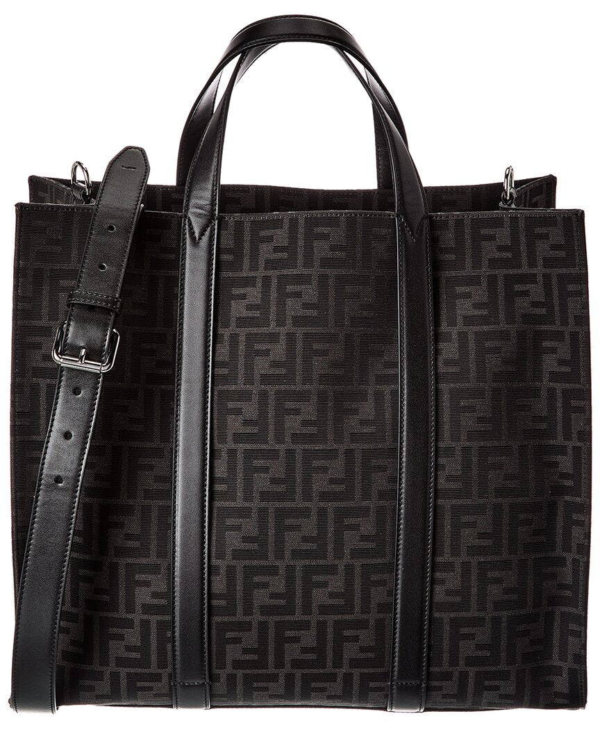 FENDI Fendi Ff Jacquard Leather-Trim Tote