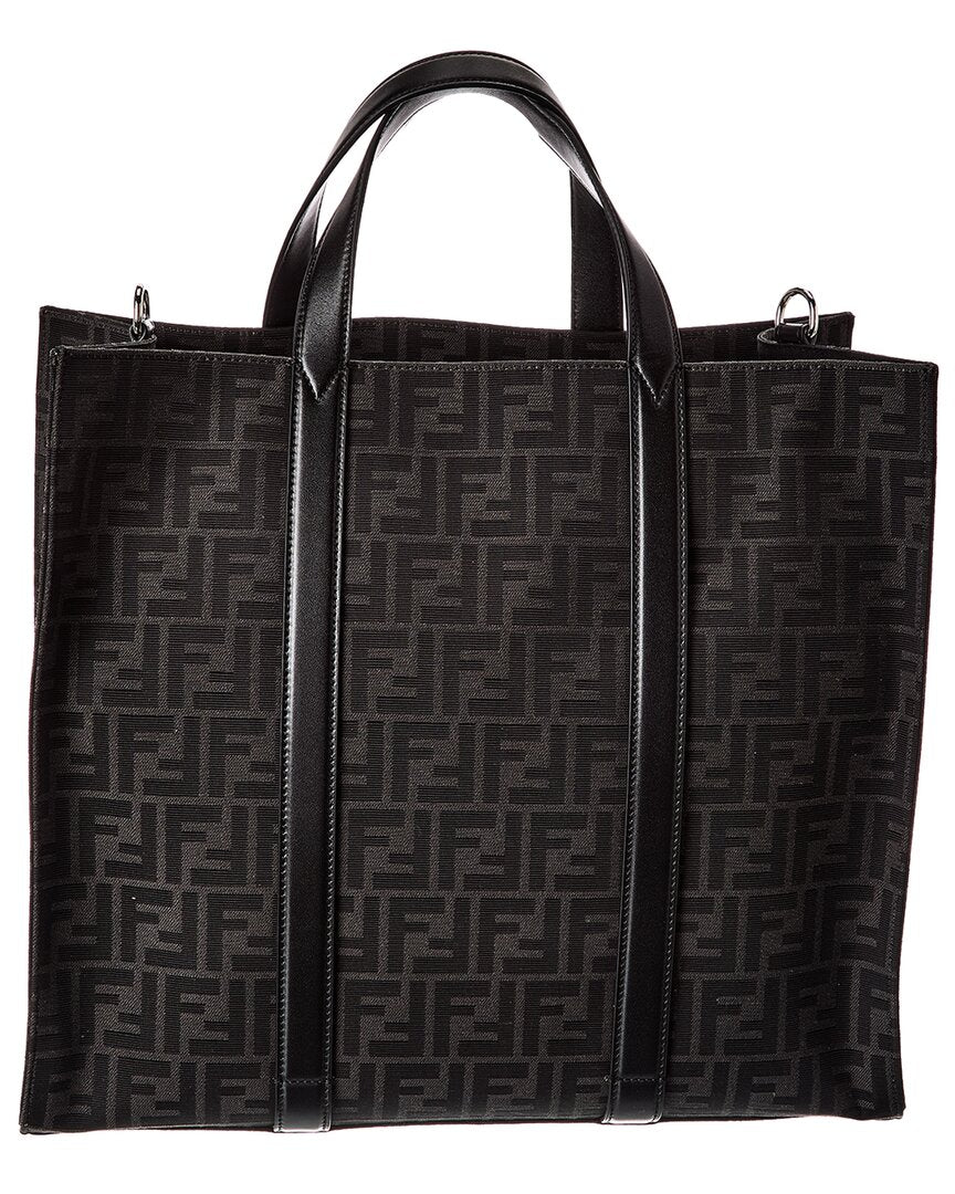 FENDI Fendi Ff Jacquard Leather-Trim Tote