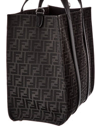 FENDI Fendi Ff Jacquard Leather-Trim Tote