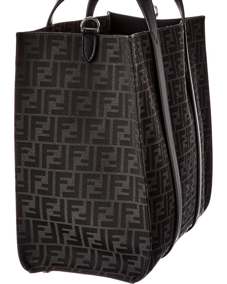 FENDI Fendi Ff Jacquard Leather-Trim Tote