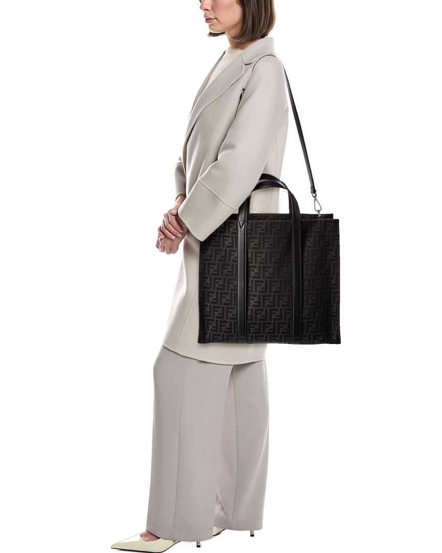 FENDI Fendi Ff Jacquard Leather-Trim Tote