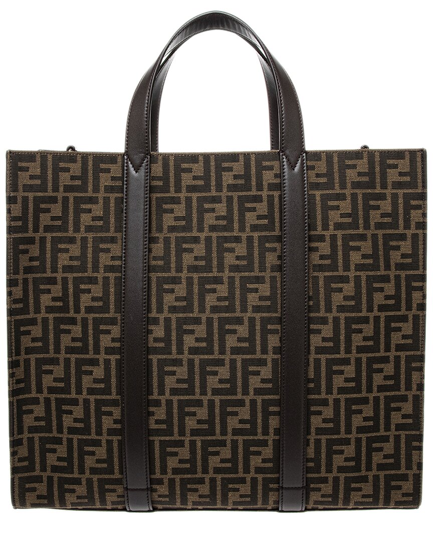FENDI Fendi Ff Jacquard Leather-Trim Tote