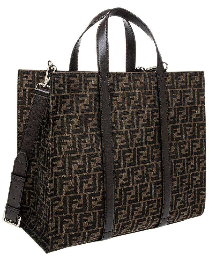 FENDI Fendi Ff Jacquard Leather-Trim Tote